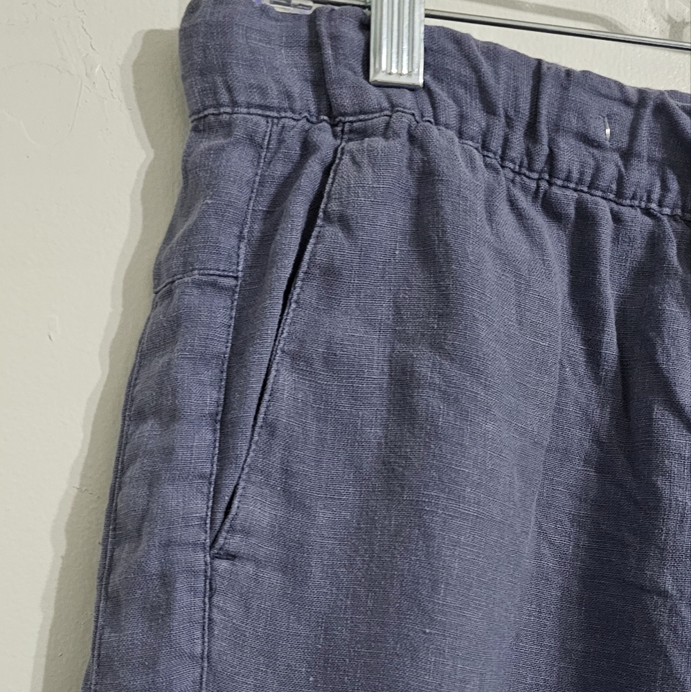 Pure Jill Garment Dyed Linen Crop Pants Women Medium Blue Minimalist - Picture 4 of 7